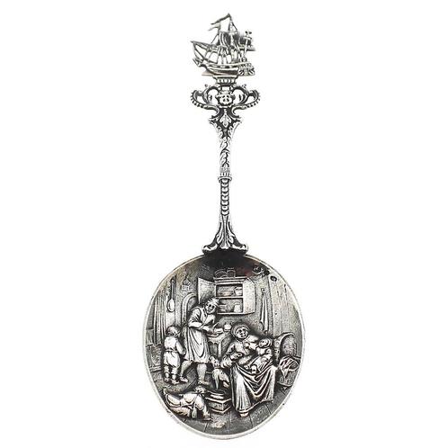 Zilveren geboortelepel; Oud Hollands 1922 | Vintage, Antiek en Kunst, Antiek | Zilver en Goud, Zilver, Ophalen of Verzenden