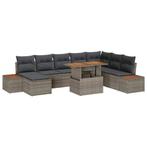 vidaXL Tuin Eettafel Set met kussen 9 pcs Grijs en Bruin, Tuin en Terras, Verzenden, Nieuw