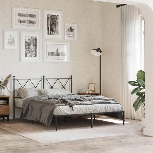 vidaXL Bedframe met hoofdbord metaal zwart 140x200 cm, Huis en Inrichting, Slaapkamer | Bedden, Nieuw, Verzenden