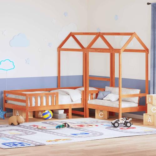 vidaXL Kinderbed met huisje en bankje massief grenenhout, Maison & Meubles, Chambre à coucher | Lits, Envoi