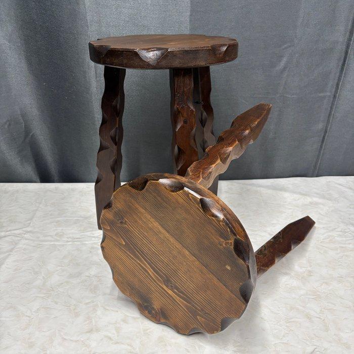 Kruk - Hout - Twee krukjes, Antiek en Kunst, Curiosa en Brocante
