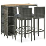 vidaXL 5-delige Tuinbarset met kussens poly rattan grijs, Tuin en Terras, Verzenden, Nieuw
