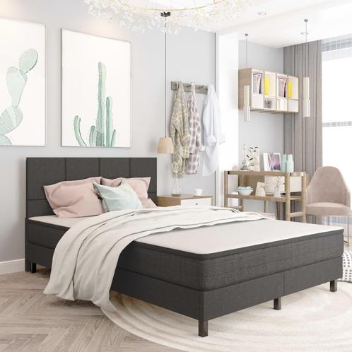 vidaXL Boxspring stof donkergrijs 180x200 cm, Huis en Inrichting, Slaapkamer | Bedden, Nieuw, Verzenden