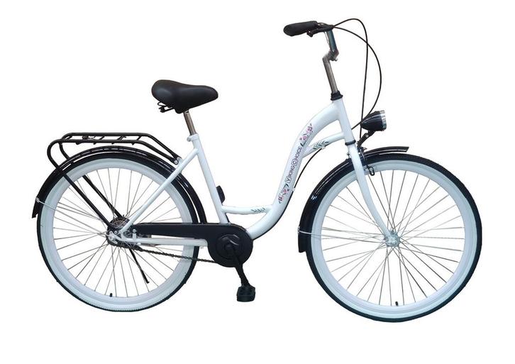Stijlvolle meisjesfiets 26 inch - enkelversnelling - wit/..., Fietsen en Brommers, Fietsen | Meisjes, Nieuw, Ophalen of Verzenden