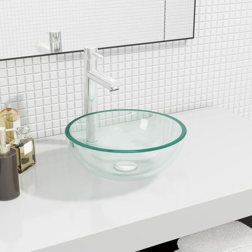 vidaXL Wasbak 30x12 cm gehard glas transparant, Doe-het-zelf en Bouw, Sanitair, Nieuw, Verzenden