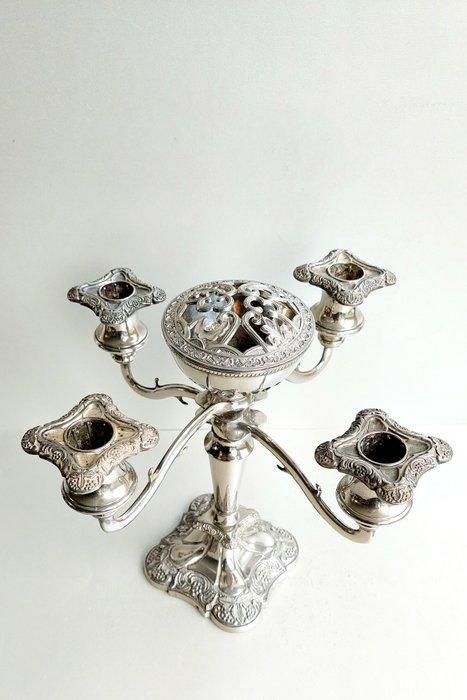 Kandelaar - Metaal, Verzilverd - Kandelaber bloemsteker, Antiek en Kunst, Curiosa en Brocante