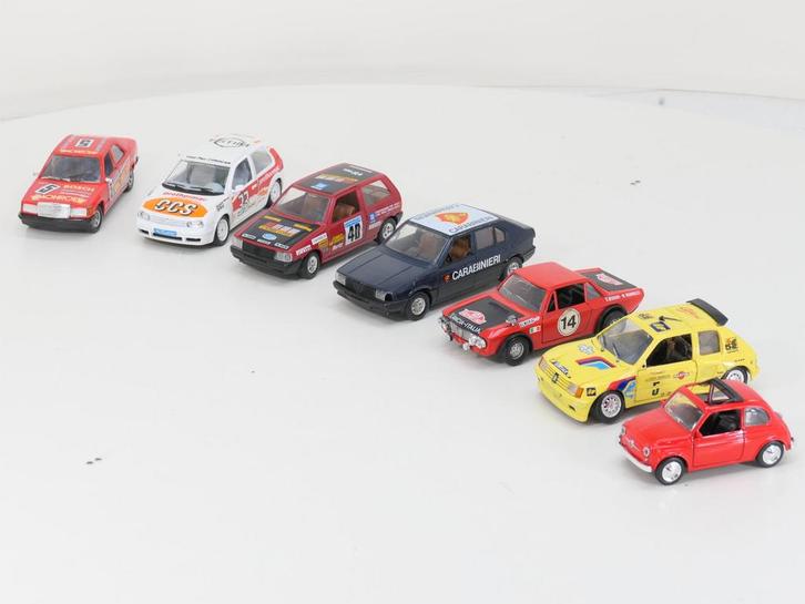 1:24  Set 5 Rally autos, Carabinieri en Fiat 500 #GS08, Hobby en Vrije tijd, Modelauto's | 1:24, Gebruikt, Ophalen of Verzenden