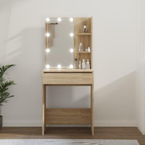 vidaXL Coiffeuse avec LED Chêne sonoma 60x40x140 cm, Maison & Meubles, Tables | Coiffeuses, Neuf, Envoi