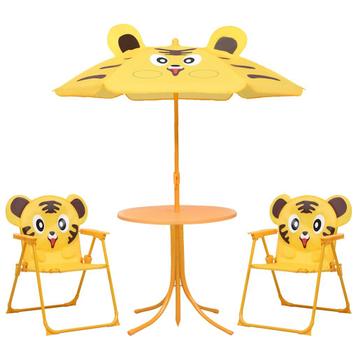 vidaXL 3-delige Bistroset voor kinderen met parasol geel, Tuin en Terras, Verzenden, Nieuw