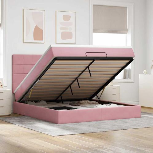 vidaXL Ottoman bed met matrassen 160x200cm fluweel roze, Huis en Inrichting, Slaapkamer | Bedden, Nieuw, Verzenden