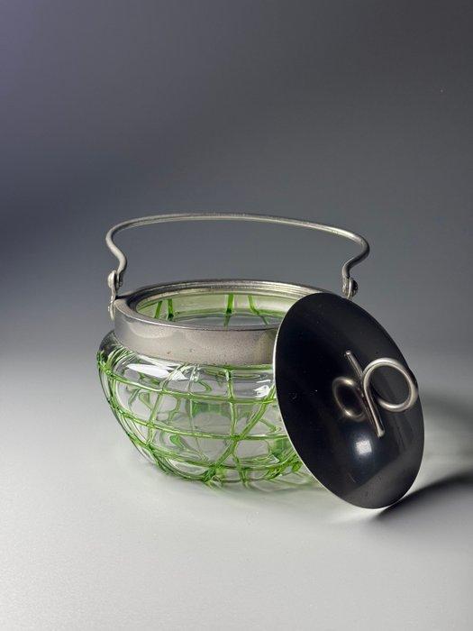 BOHEMIAN GLASS - Loetz Style - Pot - Glas, Metaal -, Antiquités & Art, Art | Objets design