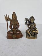 Statue, Drie beelden Shiva en Brahma - 14 cm - Bronze