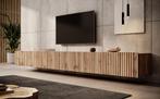 Meubella | TV-Meubel hangend eiken 300cm lamellen, Huis en Inrichting, Kasten |Televisiemeubels, Verzenden, Nieuw, 25 tot 50 cm