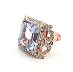 Zonder minimumprijs - Ring - 9 kt. Roségoud, Zilver Topaas -, Handtassen en Accessoires, Ringen, Nieuw