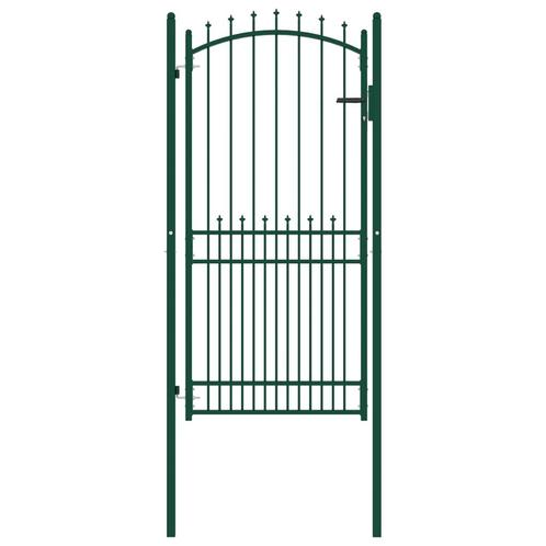 Poort met speerpunten 100x200 cm staal groen, Jardin & Terrasse, Portes de jardin, Envoi