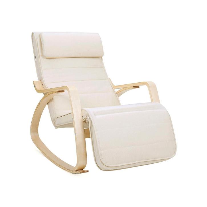 Schommelstoel Berkenhout Beige | Tweede Kansje voor minder!, Huis en Inrichting, Stoelen, Overige kleuren, Nieuw, Hout, Verzenden