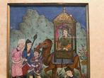 Miniatuur uit de Qajar-periode die een belangrijk persoon, Antiek en Kunst