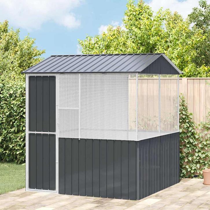vidaXL Vogelkooi Antraciet 215 x 209 x 230 cm Gegalvaniseerd, Dieren en Toebehoren, Vogels | Toebehoren, Nieuw, Verzenden