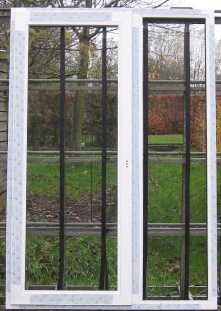 pvc terrasraam , raam , chassis 160 x 235 wit /zwart 9005, Bricolage & Construction, Châssis & Portes coulissantes, Enlèvement ou Envoi