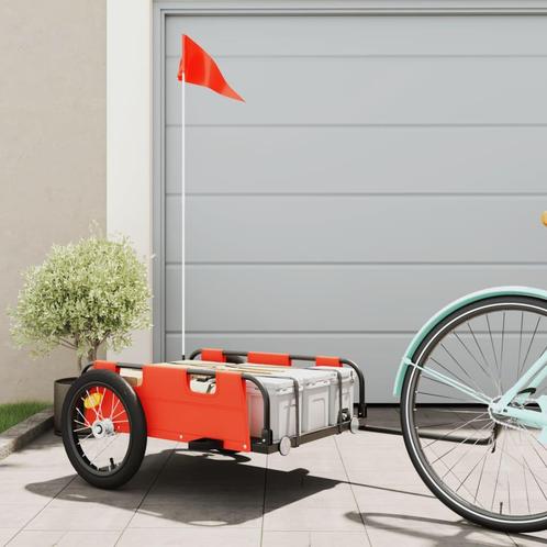 vidaXL Fietstrailer oxford stof en ijzer oranje, Fietsen en Brommers, Fietsaccessoires | Aanhangwagens en Karren, Nieuw, Verzenden