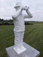 Beeld, man met verrekijker white - 90 cm - polyresin