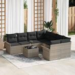 vidaXL Tuinbank Set 9 pcs Lichtgrijs Poly rattan, Verzenden, Nieuw