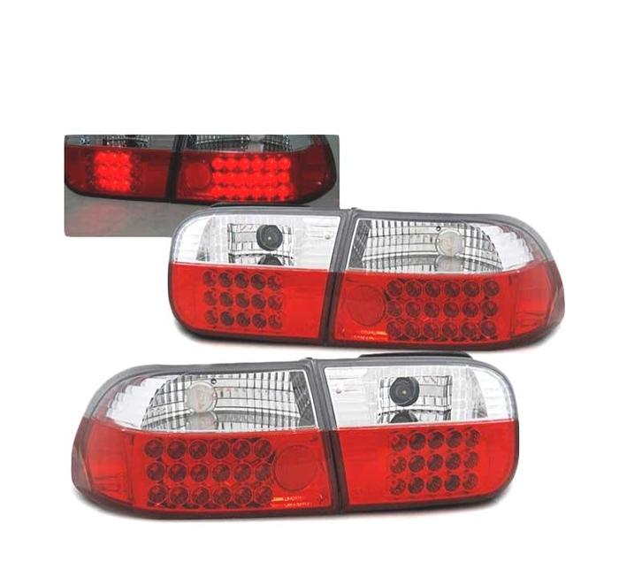 FEUX ARRIÈRE HONDA CIVIC 91-95 2D 4 LED ROUGE BLANC, Auto-onderdelen, Verlichting, Verzenden