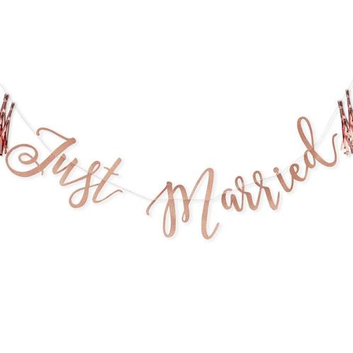 Rose Gouden Slinger Just Married 1,5m, Hobby en Vrije tijd, Feestartikelen, Nieuw, Verzenden
