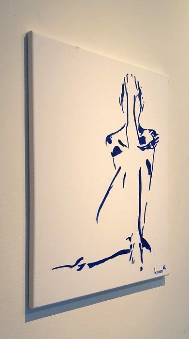 Liesens - Thinkers ( monochroom Blue) lot van 2 schilderijen, Antiek en Kunst, Kunst | Schilderijen | Modern