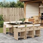 vidaXL 7-delige Tuinset met kussens poly rattan beige, Verzenden, Nieuw, Tuinset