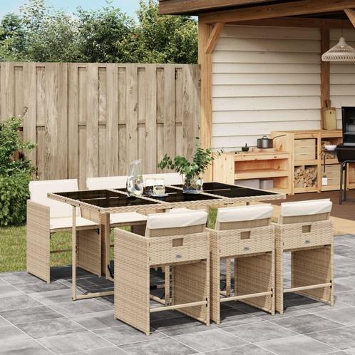 vidaXL 7-delige Tuinset met kussens poly rattan beige, Tuin en Terras, Tuinsets en Loungesets, Tuinset, Nieuw, Verzenden
