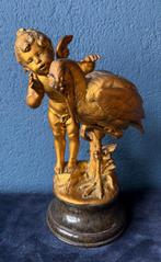 Beeld, Cupido met vogel - 28 cm - Zamak, Antiek en Kunst