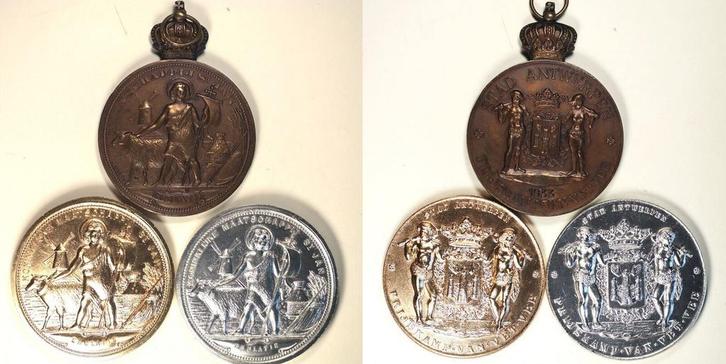 Lot van 3 Vet vee (MuntenenBankbiljetten-Penningen), Timbres & Monnaies, Pièces & Médailles, Envoi