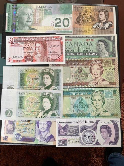 Wereld. - 10 banknotes - all Queen Elizabeth II - various, Timbres & Monnaies, Monnaies | Pays-Bas