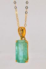 Zonder Minimumprijs - Hanger - 14 karaat Geel goud Smaragd -, Handtassen en Accessoires, Antieke sieraden
