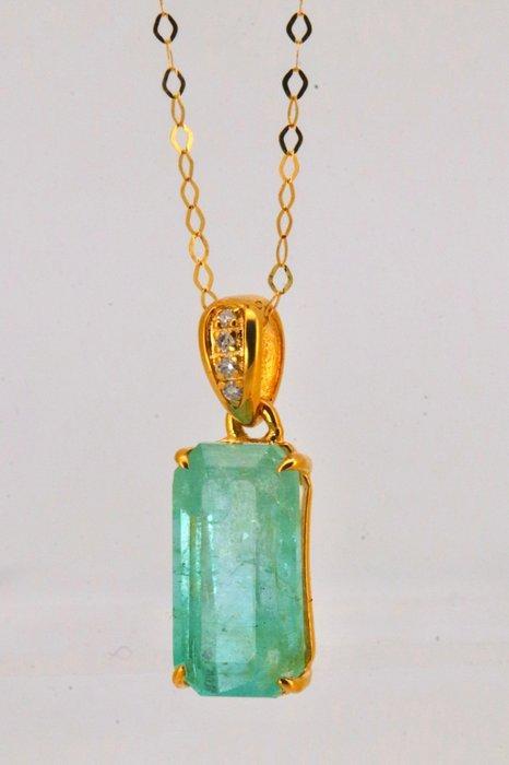 Zonder Minimumprijs - Hanger - 14 karaat Geel goud Smaragd -, Handtassen en Accessoires, Antieke sieraden