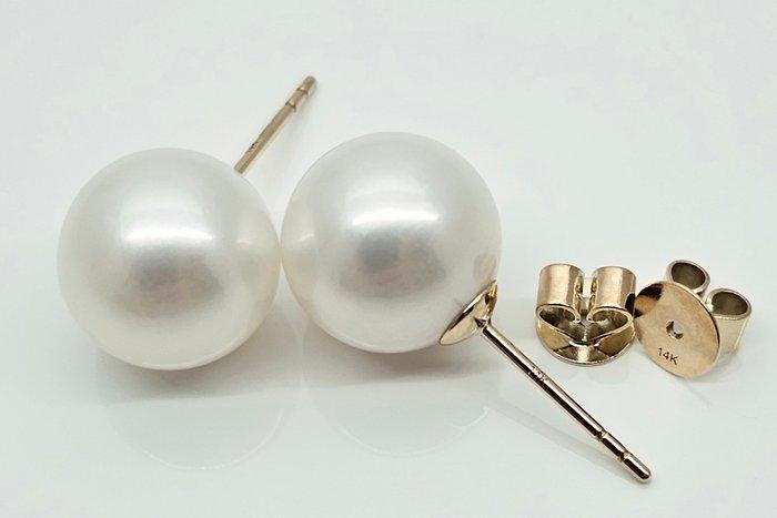 Boucles doreilles cloutées - 14 carats Or jaune Perle - Mer, Handtassen en Accessoires, Antieke sieraden