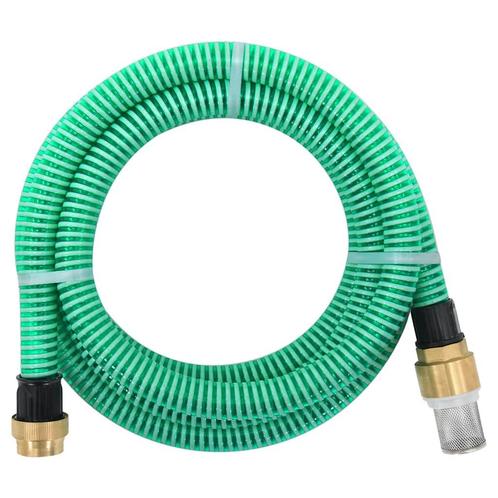 vidaXL Zuigslang met messing koppelingen 1,1 5 m PVC groen, Tuin en Terras, Tuinslangen, Nieuw, Verzenden