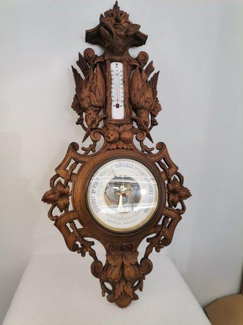 Barometer - Hout, Messing, Metaal - Barometer thermometer, Antiek en Kunst, Antiek | Overige Antiek