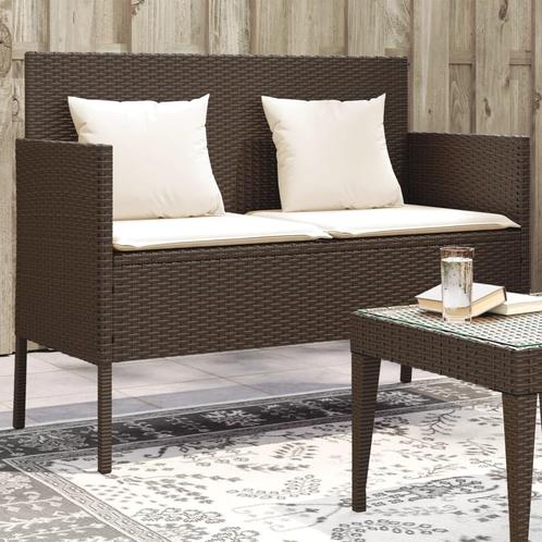vidaXL Tuinbank met kussens poly rattan bruin, Tuin en Terras, Tuinsets en Loungesets, Nieuw, Verzenden