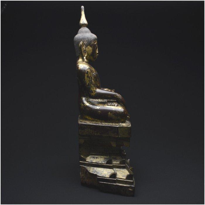 Grand Bouddha Maravijaya en bois laqué et doré - sculptuur -, Antiek en Kunst, Kunst | Niet-Westerse kunst