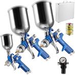 tectake 3 HVLP lakspuitpistolen (0,8/1,3/1,7mm spuitmond) in, Auto diversen, Onderhoudsmiddelen, Verzenden