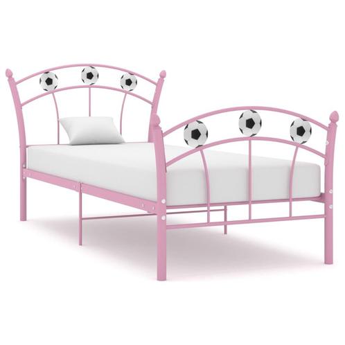 vidaXL Bedframe met voetbaldesign metaal roze 90x200 cm, Huis en Inrichting, Slaapkamer | Bedden, Nieuw, Verzenden