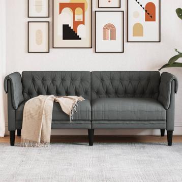 vidaXL Tweezitsbank Chesterfield-stijl stof donkergrijs, Huis en Inrichting, Verzenden, Nieuw