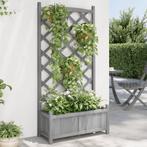 vidaXL Plantenbak met latwerk massief vurenhout grijs, Tuin en Terras, Verzenden, Nieuw