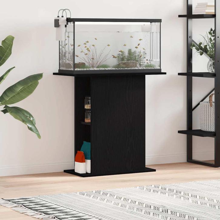 vidaXL Aquariumstandaard Zwart Eiken 75x36x72,5 cm Bewerkt, Dieren en Toebehoren, Vissen | Aquaria en Toebehoren, Nieuw, Verzenden