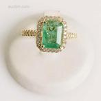 Ring van smaragd en diamant van 2,56 ct, Bijoux, Sacs & Beauté, Pierres précieuses, Ophalen