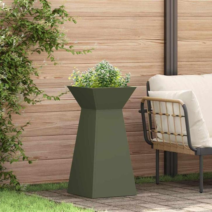 vidaXL Pilarenbak Olijfgroen 35 x 35 x 73 cm, Jardin & Terrasse, Pots de fleurs, Envoi