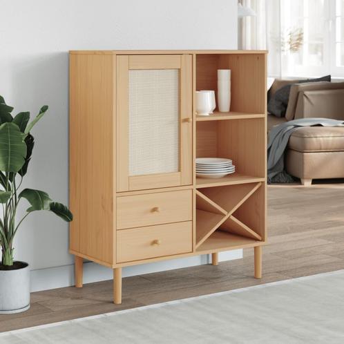 vidaXL Hoge kast SENJA 90x40x112 cm rattan look grenenhout, Huis en Inrichting, Kasten | Dressoirs, Nieuw, Verzenden