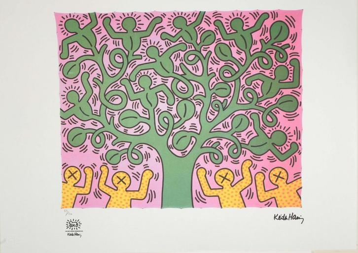 Keith Haring – Offset Lithografie, 50×70 cm, Gecertificeerd, Antiek en Kunst, Kunst | Litho's en Zeefdrukken